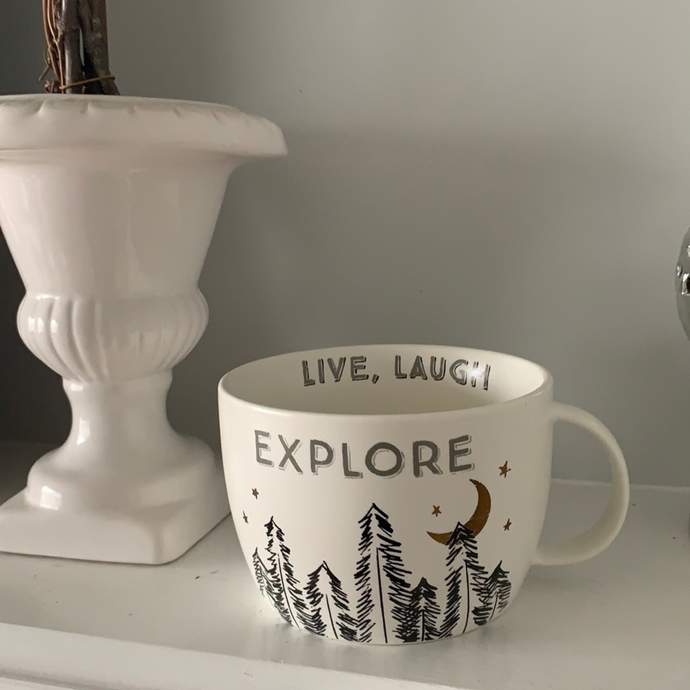 Rosanna Explore live‎ laugh coffee mug forest night